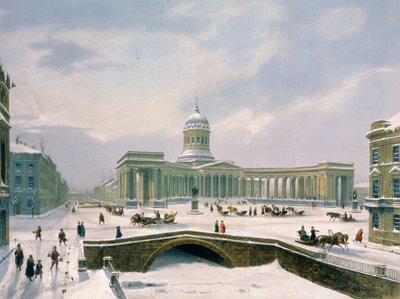 Kazan Cathedral, St. Petersburg, Printed by Lemercier, Paris, 1840s by Louis Jules Arnout
